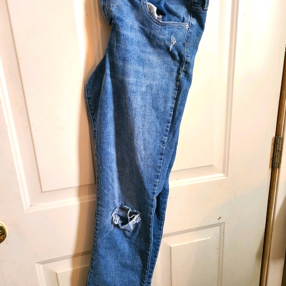 Distressed Curvy Straight Jeans
